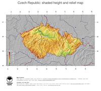 #5 Map Czech Republic: color-coded topography, shaded relief, country borders and capital