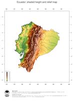 #3 Map Ecuador: color-coded topography, shaded relief, country borders and capital