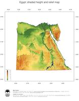 #3 Map Egypt: color-coded topography, shaded relief, country borders and capital