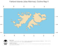 #2 Map Falkland Islands: political country borders and capital (outline map)