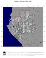 #4 Map Gabon: shaded relief, country borders and capital