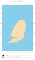 #2 Map Grenada: political country borders and capital (outline map)