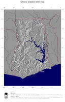 #4 Map Ghana: shaded relief, country borders and capital