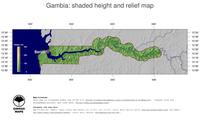 #5 Map Gambia: color-coded topography, shaded relief, country borders and capital