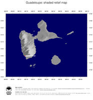 #1 Map Guadeloupe: shaded relief, country borders and capital