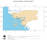 #2 Map Guinea-Bissau: political country borders and capital (outline map)