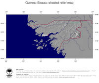 #4 Map Guinea-Bissau: shaded relief, country borders and capital