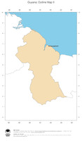 #2 Map Guyana: political country borders and capital (outline map)