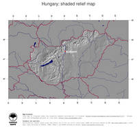 #4 Map Hungary: shaded relief, country borders and capital