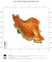 #3 Map Iran: color-coded topography, shaded relief, country borders and capital