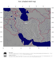 #4 Map Iran: shaded relief, country borders and capital