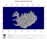 #4 Map Iceland: shaded relief, country borders and capital
