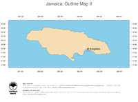#2 Map Jamaica: political country borders and capital (outline map)