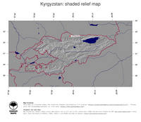 #4 Map Kyrgyzstan: shaded relief, country borders and capital