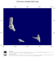 #4 Map Comoros: shaded relief, country borders and capital