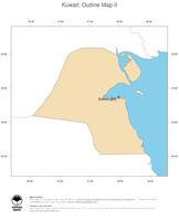 #2 Map Kuwait: political country borders and capital (outline map)