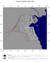 #4 Map Kuwait: shaded relief, country borders and capital
