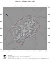 #4 Map Lesotho: shaded relief, country borders and capital