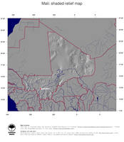 #4 Map Mali: shaded relief, country borders and capital