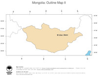 #2 Map Mongolia: political country borders and capital (outline map)