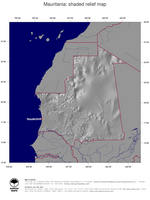 #4 Map Mauritania: shaded relief, country borders and capital