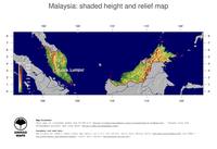 #5 Map Malaysia: color-coded topography, shaded relief, country borders and capital
