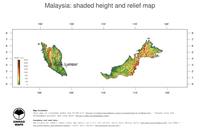 #3 Map Malaysia: color-coded topography, shaded relief, country borders and capital