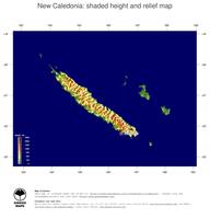 #5 Map New Caledonia: color-coded topography, shaded relief, country borders and capital