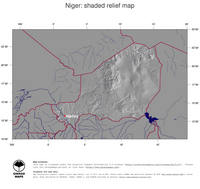 #4 Map Niger: shaded relief, country borders and capital