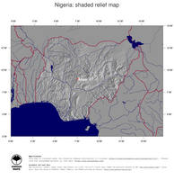 #4 Map Nigeria: shaded relief, country borders and capital