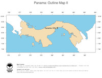 #2 Map Panama: political country borders and capital (outline map)