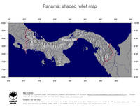 #4 Map Panama: shaded relief, country borders and capital