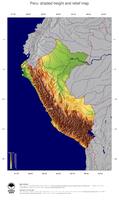 #5 Map Peru: color-coded topography, shaded relief, country borders and capital