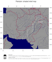 #4 Map Pakistan: shaded relief, country borders and capital