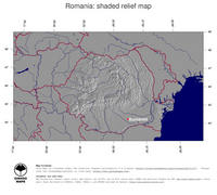 #4 Map Romania: shaded relief, country borders and capital