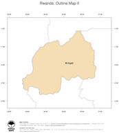 #2 Map Rwanda: political country borders and capital (outline map)