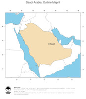 #2 Map Saudi Arabia: political country borders and capital (outline map)