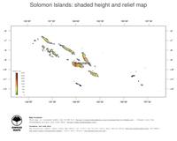 #3 Map Solomon Islands: color-coded topography, shaded relief, country borders and capital