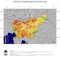 #5 Map Slovenia: color-coded topography, shaded relief, country borders and capital