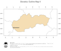 #2 Map Slovakia: political country borders and capital (outline map)