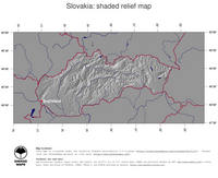 #4 Map Slovakia: shaded relief, country borders and capital