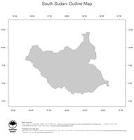 #1 Map South Sudan: political country borders (outline map)