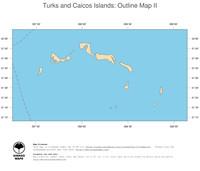 #2 Map Turks and Caicos Islands: political country borders and capital (outline map)