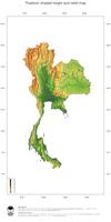 #3 Map Thailand: color-coded topography, shaded relief, country borders and capital