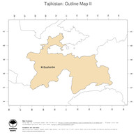 #2 Map Tajikistan: political country borders and capital (outline map)