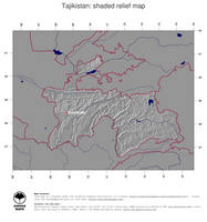#4 Map Tajikistan: shaded relief, country borders and capital