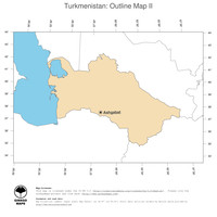 #2 Map Turkmenistan: political country borders and capital (outline map)