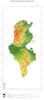 #3 Map Tunisia: color-coded topography, shaded relief, country borders and capital