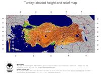 #5 Map Turkey: color-coded topography, shaded relief, country borders and capital