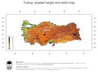 #3 Map Turkey: color-coded topography, shaded relief, country borders and capital